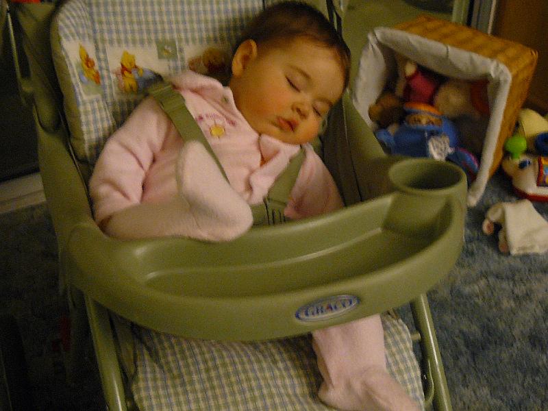 P1020538.JPG - Do to an ear infection, it hurt to lay down. So, Hailee slept 1 night sitting upright in her stroller.