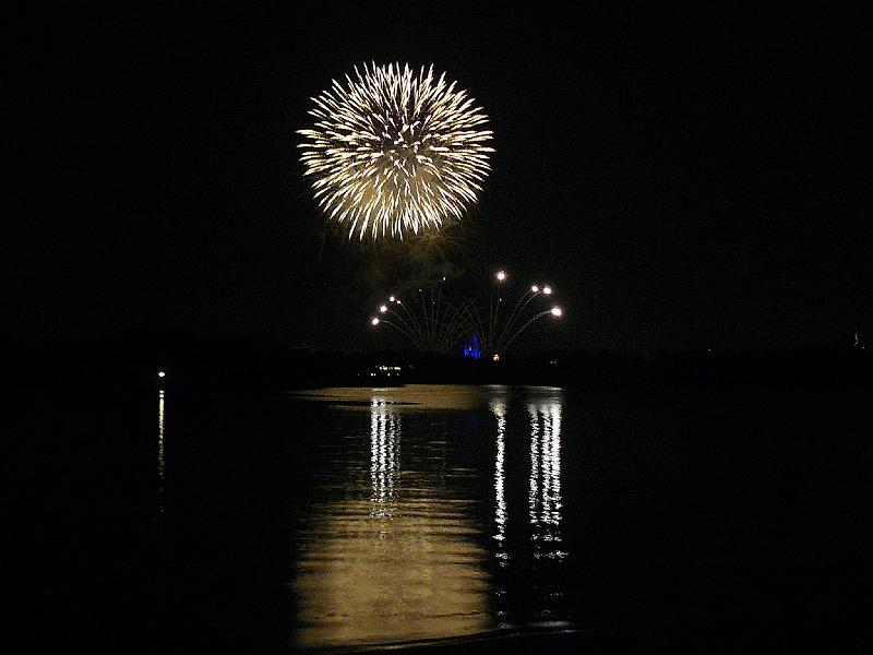 P1020279.JPG - Magic Kingdom fireworks viewed from the beach at Polynesian Resort