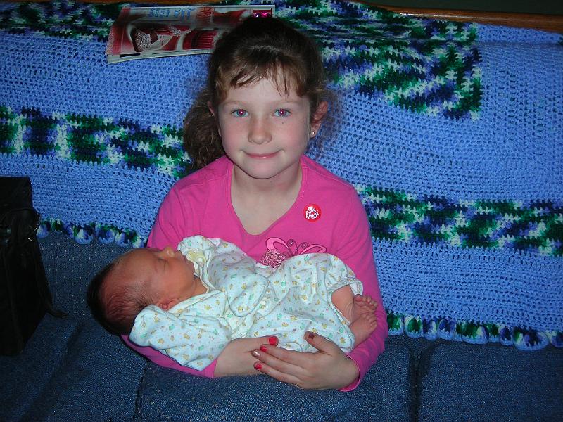 Feb133.JPG - Hailee's first little visitor, Allison