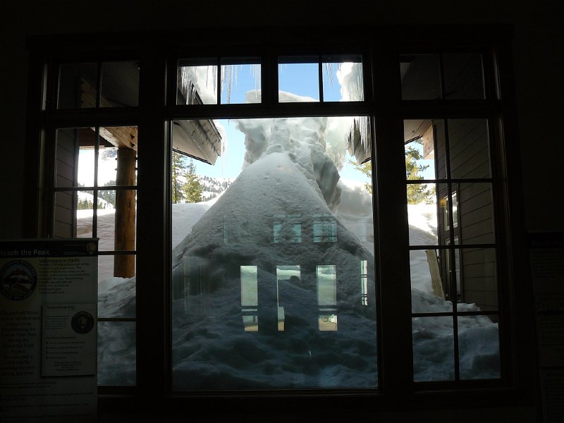 Snow bank outside Visitor Center @ south entrance of Lassen Volcanic National Park